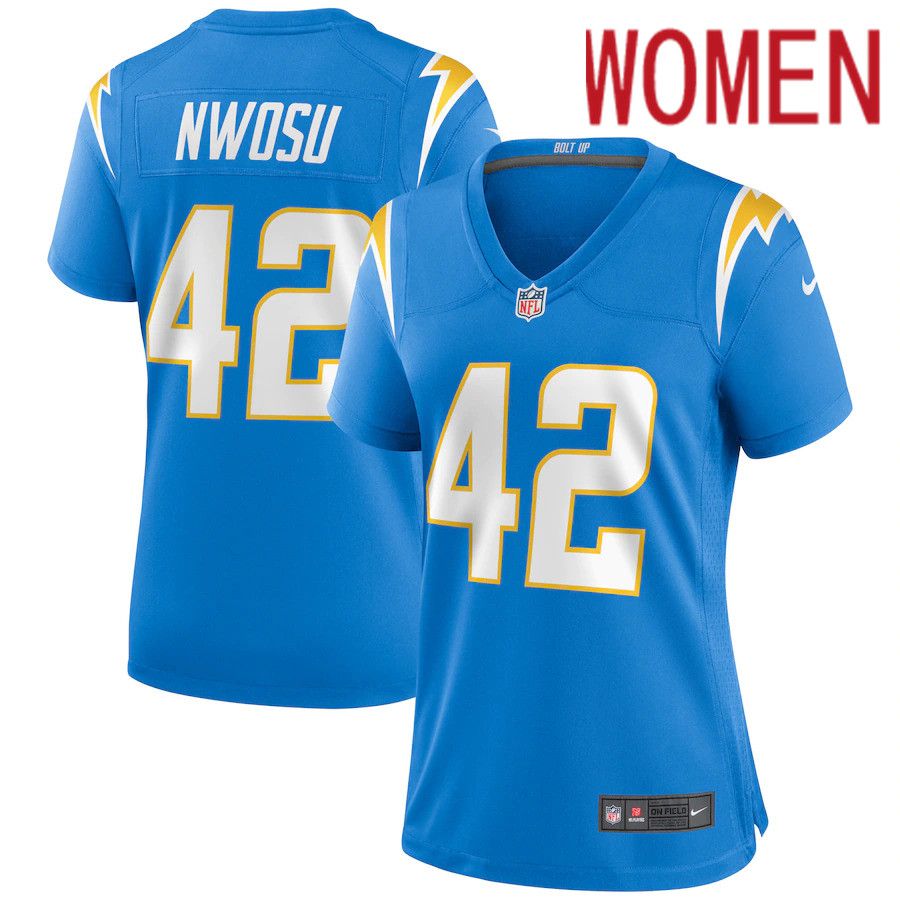 Women Los Angeles Chargers 42 Uchenna Nwosu Nike Powder Blue Game NFL Jersey